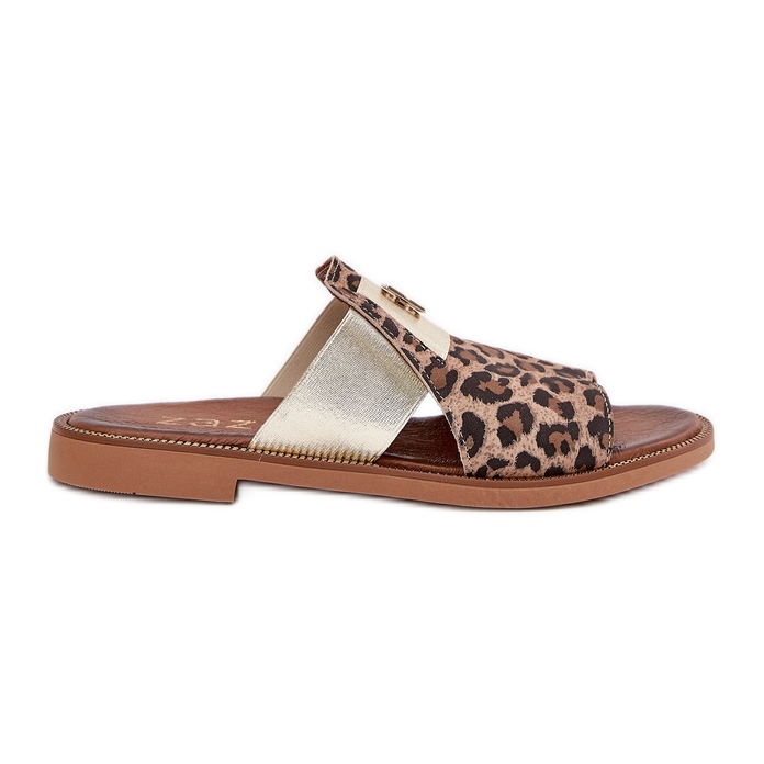 Zazoo Eleganti piatti -leather -High -Altheel Flip in pelle marrone