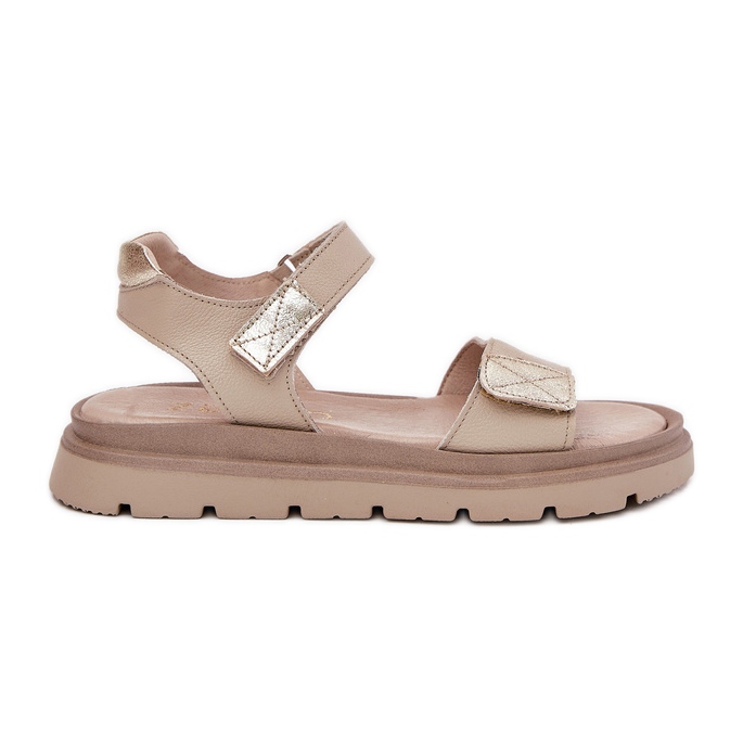 Sandali in pelle da donna sulla piattaforma beige Zazoo 40443
