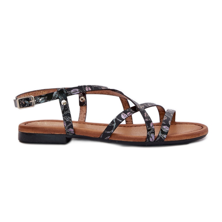 Sandali da donna in pelle piatta Maciejka 06635-05 nero