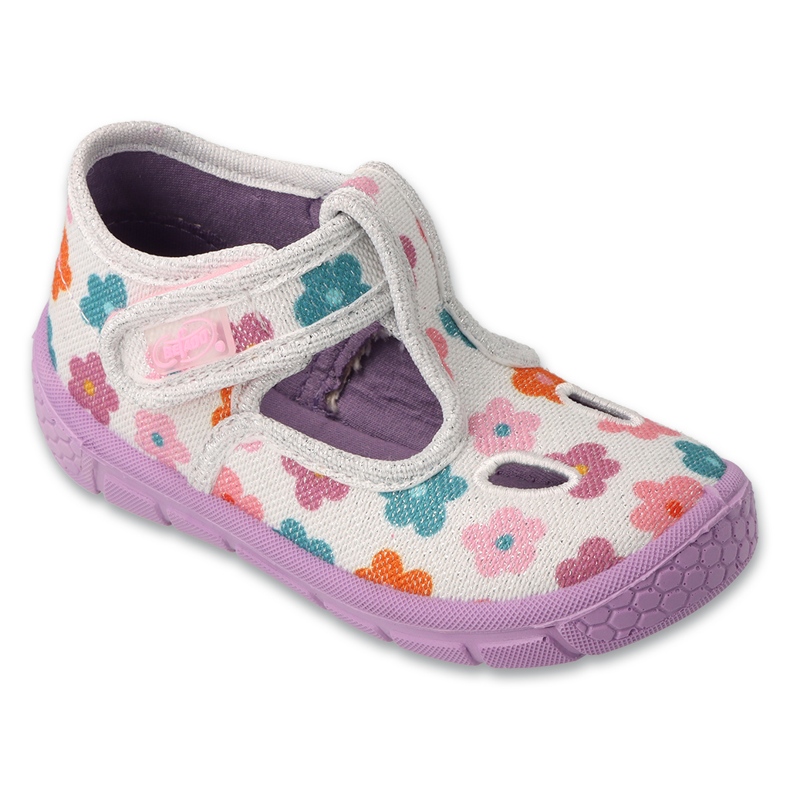Slifori per bambini di Befado 630p020 con fiori beige