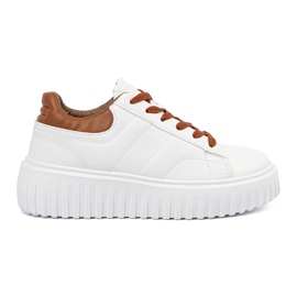 Shelvt Sneaker da donne bianche inserti marroni bianco