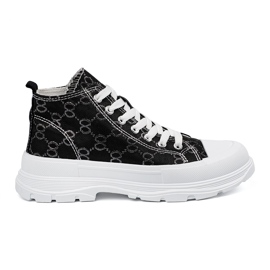 Shelvt Pizzo -up sneaker nere sulla piattaforma nero