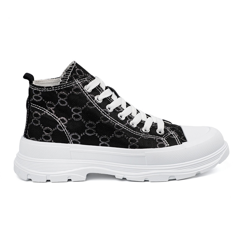 Shelvt Pizzo -up sneaker nere sulla piattaforma nero