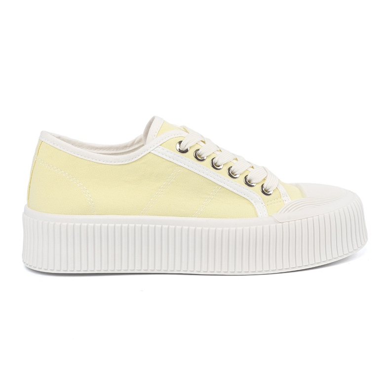 Shelvt Sneaker allacciate gialle su una suola spessa giallo