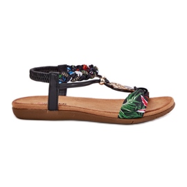 Sandali da donna piatta con cintura intrecciata e decorazione artiker 56c1318 nero