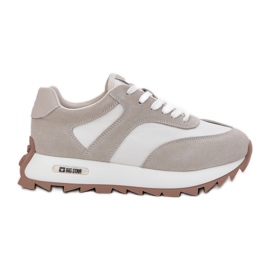Sneakers in pelle scamosciata sulla Big Star femminile RR274896 Piattaforma femminile Hi-Poliish Sistema Biało-Share bianca