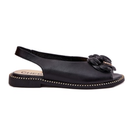 Sandali piatti in pelle con decorazione Chebello 4642 Nero