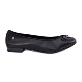 Ballerinas in pelle femminile Maciejka P6800-01 Nero con arco