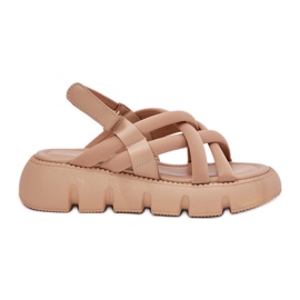 Inna Sandali femminili sulla piattaforma con le strisce beige