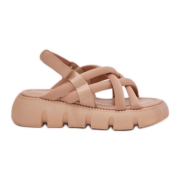 Inna Sandali femminili sulla piattaforma con le strisce beige