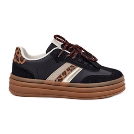 Inna Sneaker femminili sulla piattaforma con doppia stampe leopardo nera nero