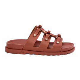 Inna Pantofole da donna con strisce di cammello marrone