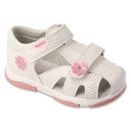 Sandali per bambini di Befado 170p105 bianco decorato con fiori