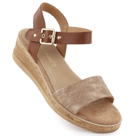 Sandali da donna per zeppe marroni Sergio Leone SK-204 marrone
