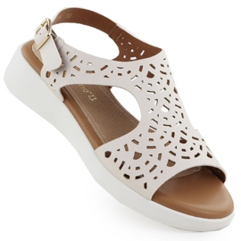 Sandali da donna con spicchi cremosi Sergio Leone SK-850 beige