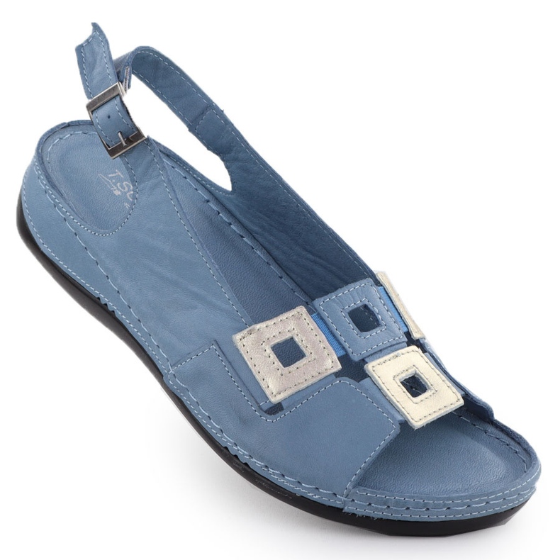 Sandali comodi da donna in pelle per zeppe blu T.Sokolski L25-178