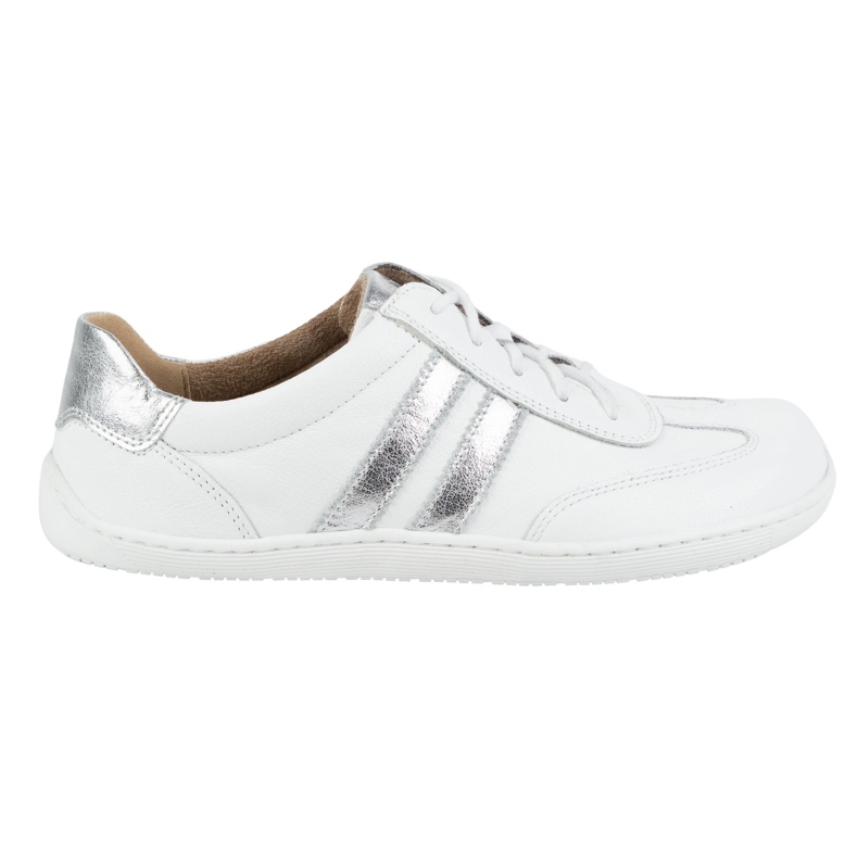Olivier Scarpe minimaliste in pelle a piedi nudi 1287 bianchi con scarpe da ginnastica d'argento bianco