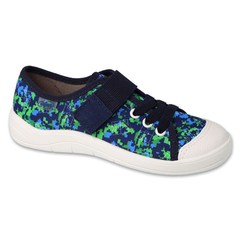 Ciabatte per bambini Befado con velcro 351Y018 blu navy/verde nero