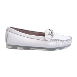 Mocassini Da Donna In Pelle Con Decorazione, Bianco S.Barski LR339