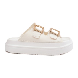 Inna Infradito da donna sulla piattaforma con fibbie ecru dorate bianco