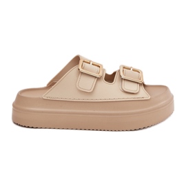 Inna Infradito da donna sulla piattaforma con fibbie dorate beige