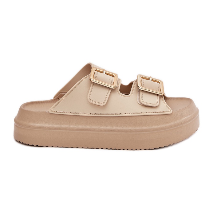 Inna Infradito da donna sulla piattaforma con fibbie dorate beige