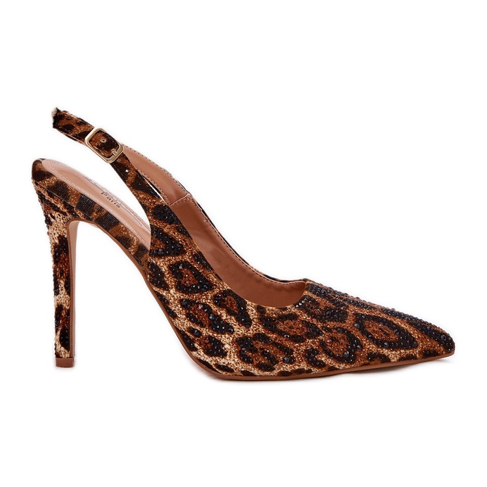 Inna Sandali decorati su una stampa a leopardo con tallone alto marrone