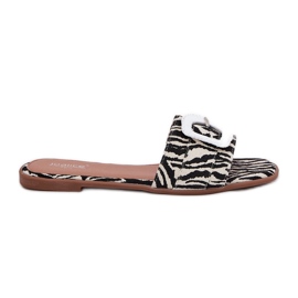 Inna Infradito da donna piatto con una fibbia zebra decorativa bianca