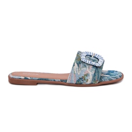 Inna Infradito da donna piatto con una fibbia blu decorativa