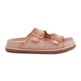 Inna Infradito da donna con fibbie e orlo beige decorativo