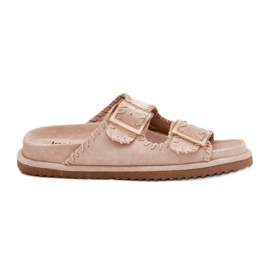 Inna Infradito da donna con fibbie e orlo beige decorativo