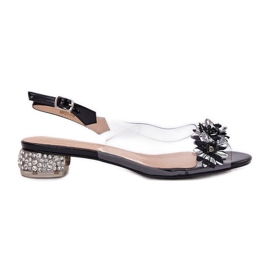 S.Barski Sandali trasparenti con tacco basso con decorazione nera MR51-709 nero