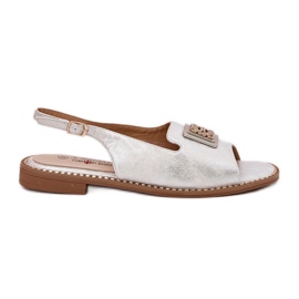S.Barski Eleganti sandali da donna con tacco piatto con un ornamento di S. Barski KV51-082 Silver argento