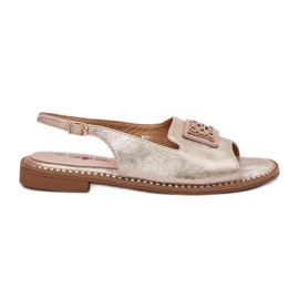 S.Barski Eleganti sandali piatti da donna con un ornamento di S. Barski Kv51-082 Gold d'oro