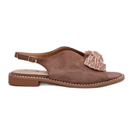 S.Barski Sandali femminili con arco a tacco piatto s. Barski Kv51-014 Dark Beige