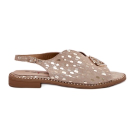S.Barski Sandali in pelle con tacco piatto con un ornamento di S. Barski KV51-094 PLN d'oro