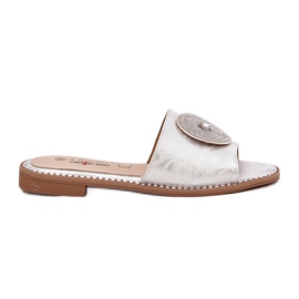 S.Barski Flip da donna con tacco piatto con un ornamento S. Barski Kv51-013 Silver argento