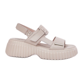 EVento Sandali in pelle da donna sulla piattaforma beige