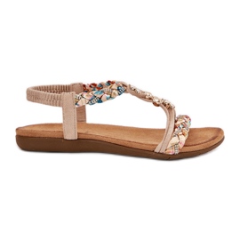 EVento Sandali femminili con spille e strisce tessute beige