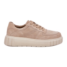 EVento Sneaker in pelle scamosciata femminile sulla piattaforma beige