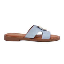Vinceza Flop da donna a copertura piatta con una decorazione Vincez 17381 blu