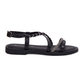 Sandali piatti con decorativo Vinceza 17379 Black Stripes nero