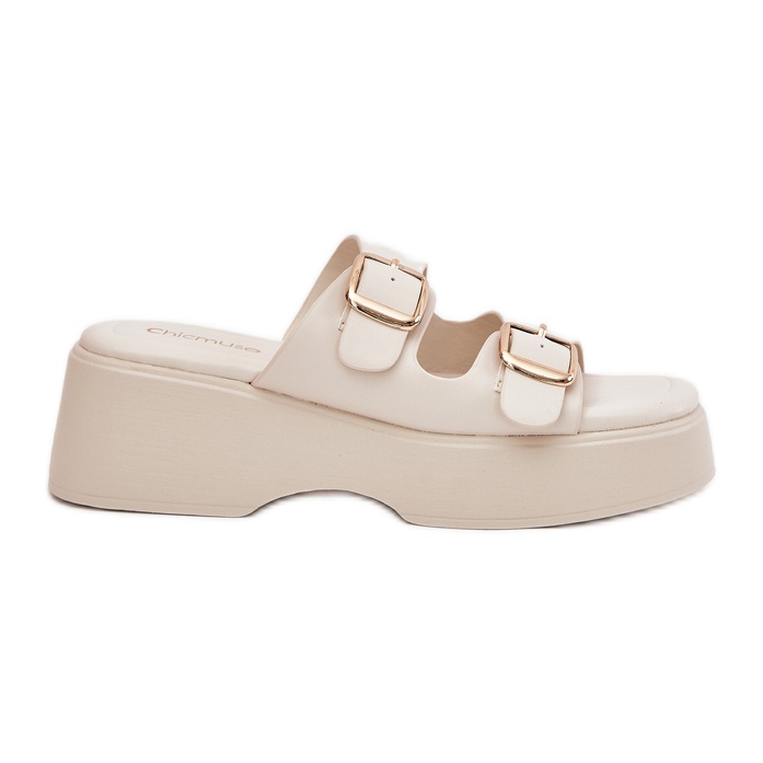 Inna Le infradito da donna su cuneo e piattaforma con morsetti leggeri beige