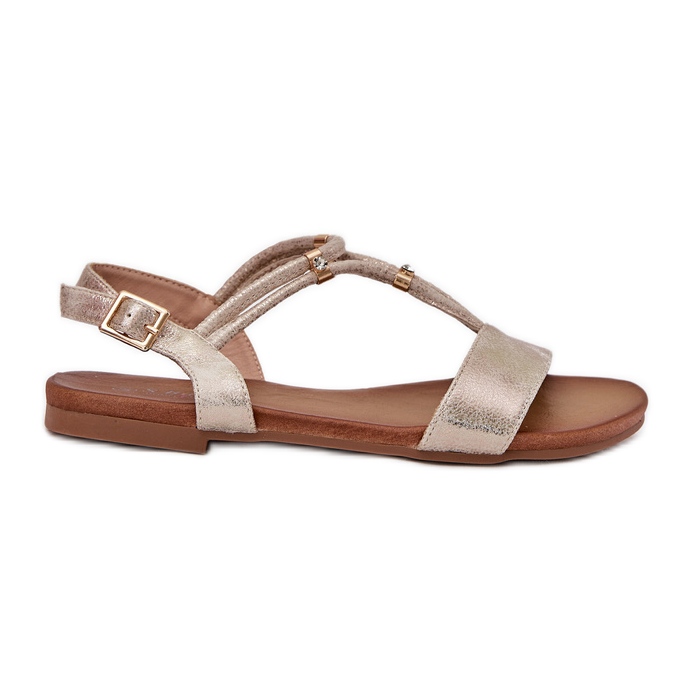 S.Barski Sandali piatti da donna con strisce S. Barski Kv51-120 oro d'oro