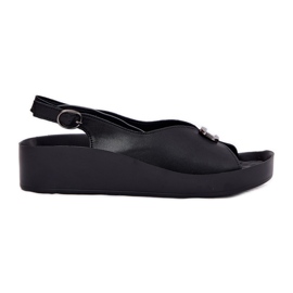 S.Barski Sandali in pelle femminile su cuneo e piattaforma S. Barski KV51-020 Nero