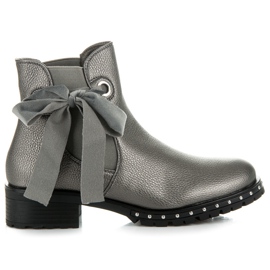 Ideal Shoes Stivali Chelsea Argento Con Un Fiocco grigio