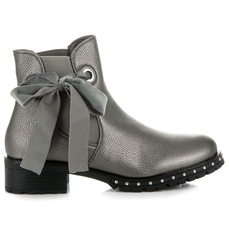 Ideal Shoes Stivali Chelsea Argento Con Un Fiocco grigio