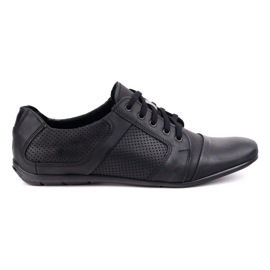 Scarpe in pelle di cuoio da uomo -up polbut c34p perforato nero casual