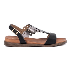 Sergio Leone Sandali neri con decorazioni openwork nero
