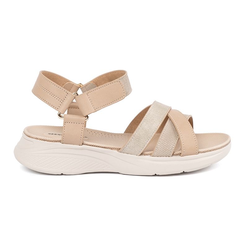 Sergio Leone Sandali beige leggeri su una piattaforma bianca